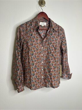 NWT Trovata Cotton Silk Jacquelin Button Down Blouse Neutral Bohemian